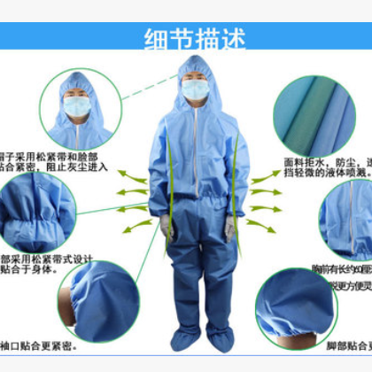 一次性无菌防护服无纺布连体工作服实验室洁净服带帽连脚防尘服图3