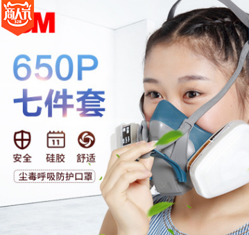 3M 防毒面具 喷漆装修化工防护面罩防毒劳保口罩硅胶快扣650PQL图2