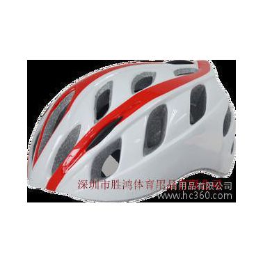 供应头盔一体成型单车头盔 骑行头盔 公路头盔BT-100白红色款
