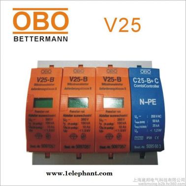 OBO带声光报警浪涌保护器V25-B/1+NPE/AS单相2P防雷器