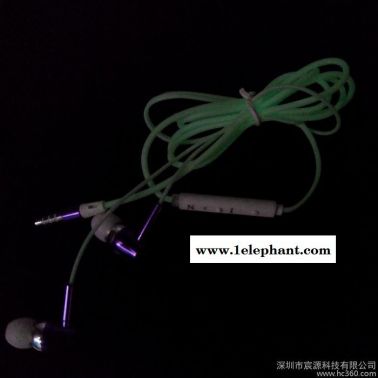 供应金属入耳式 手机 电脑耳机耳塞式 通用面条带麦 重低音夜光