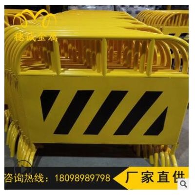 总厂供应市政铁马护栏 道路学校简易封闭拦截护栏 黄黑圆管铁马图2