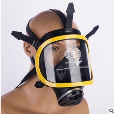 厂家直销防毒面罩可替换滤毒罐双球牌头戴式防毒口罩防毒面具