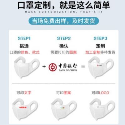 口罩定制一次性三层防护定做LOGO文字图案个性广告创意独立包装图3