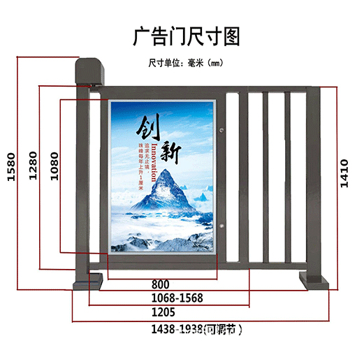 小区人行道闸栅栏电动门 人脸识别广告电动门 进出口闸机图2